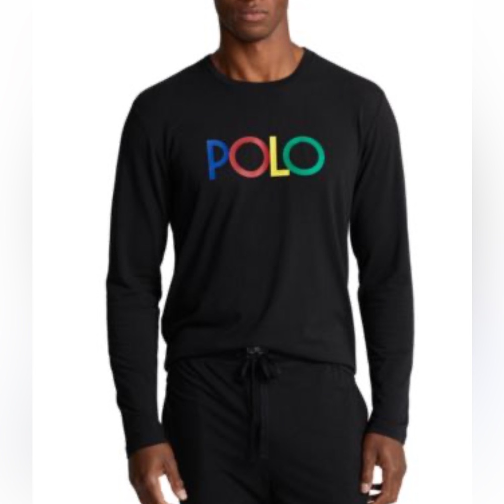 Polo Ralph Lauren Men's Navy Blue Logo Print Crew-Neck Long Sleeve Sleep MED
